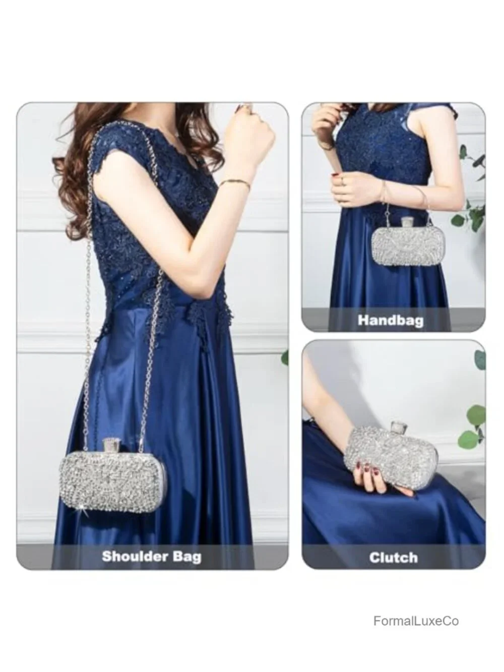Sparkly Rhinestone Crystal Clutch Bag Glitter Sequin Evening Handbag Bridal
